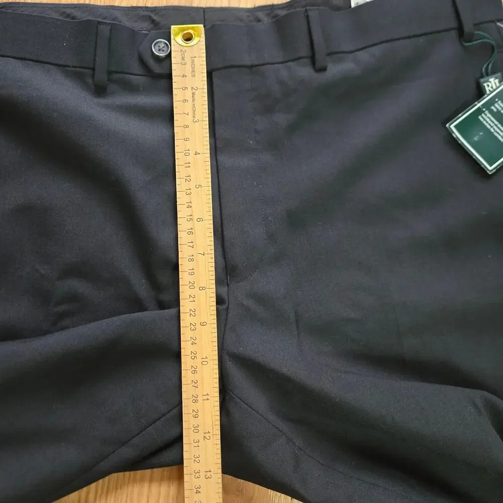 NWT Lauren Ralph Lauren Men's Wool Dress Pants 38W x 30L Black Classic Fit